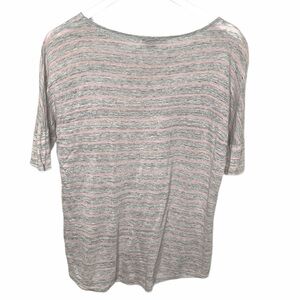 Vince Heathered Grey/Pink Stripe S/S Tee Shirt SZ XS